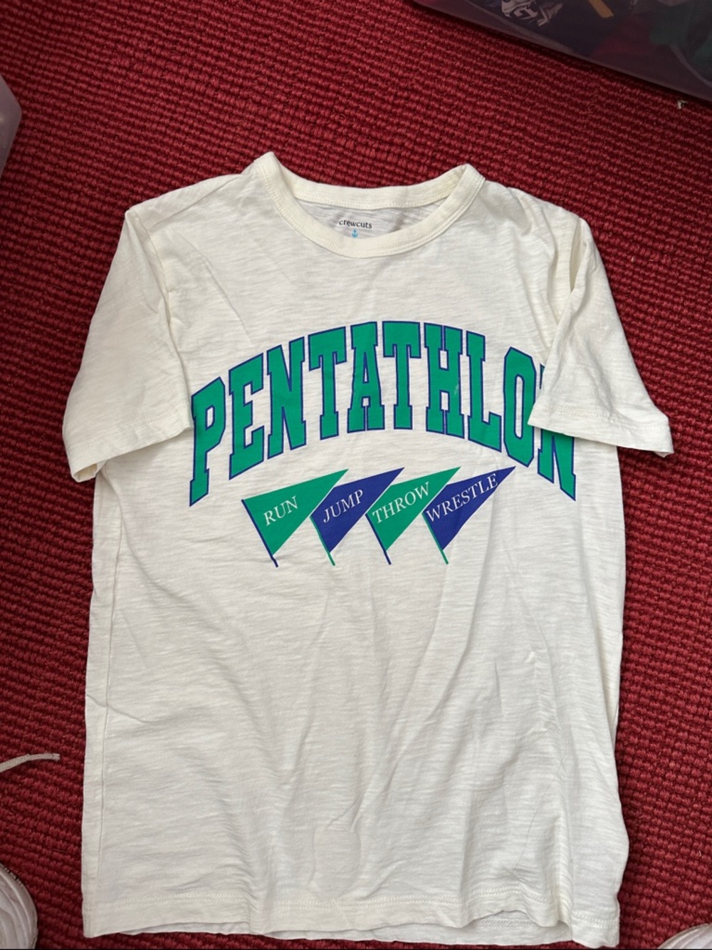 Crewcuts White Tee with Teal Anchor Print